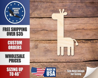 Unfinished Wood Cute Baby Giraffe Silhouette - Craft- up to 24" DIY