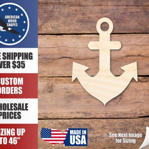 Unfinished Wood Thick Anchor Shape - Craft - up to 36&quot; DIY