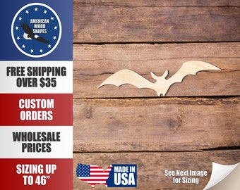 Unfinished Wood Halloween Bat Shape - Craft - up to 36"