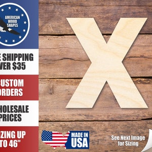 Unfinished Wood Block Letter X - Craft - up to 24&quot; DIY