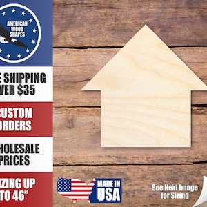 Unfinished Wood House Silhouette - Craft- tot 24&quot; DIY