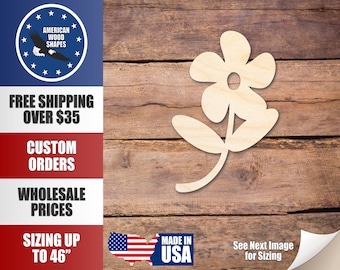 Unfinished Wood Flower Daisy Shape Silhouette - Craft- up to 24" DIY