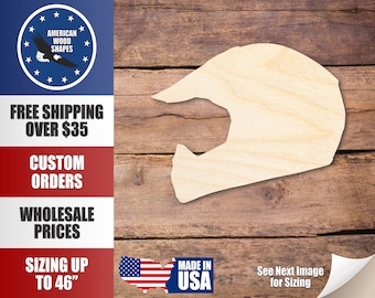 Unfinished Wood Dirt Bike Helmet Silhouette - Craft- up to 24" DIY