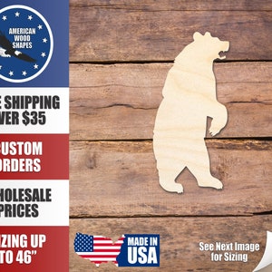 Unfinished Wood Bear Standing Silhouette - Craft- up to 24&quot; DIY