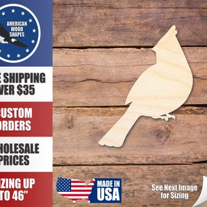 Unfinished Wood Cardinal Bird Silhouette - Craft- up to 24&quot; DIY