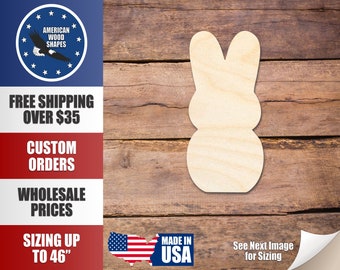 Unfinished Wood Easter Bunny Marshmallow Cutout - Craft- up to 24" DIY