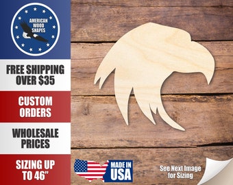 Unfinished Wood Eagle Head Patriotic Shape - Craft - up to 36" DIY