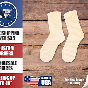 Unfinished Wood Socks Shape - Craft - up to 36&quot; DIY