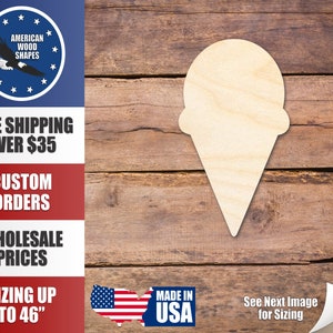 Unfinished Wood Ice Cream Cone Silhouette - Craft- up to 24&quot; DIY