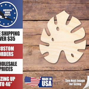 Unfinished Wood Monstera Leaf Shape - Craft - up to 36&quot;