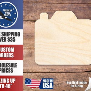 Unfinished Wood Camera Shape - Craft - up to 36&quot; DIY