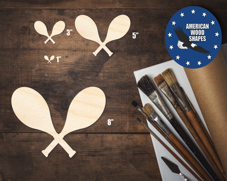 Unfinished Wood Crossed Tennis Rackets Shape - Craft - up to 36