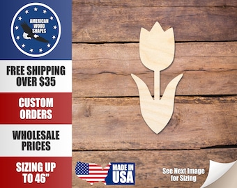 Unfinished Wood Tulip Flower Shape - Craft - up to 36" DIY