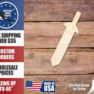 Unfinished Wood Sword Shape - Craft - up to 36&quot; DIY