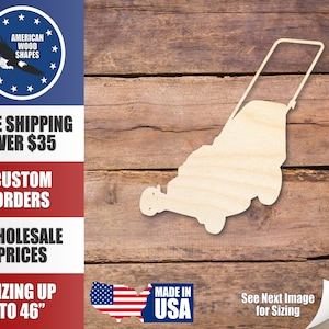 Unfinished Wood Mower Silhouette - Craft- up to 24&quot; DIY