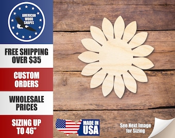 Unfinished Wood Sunflower Shape - Craft - up to 36"