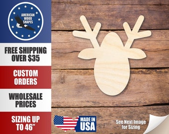 Unfinished Wood Christmas Reindeer Ornament Silhouette - Craft- up to 24" DIY