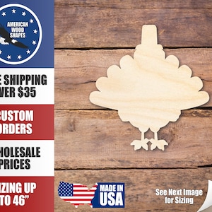 Unfinished Wood Turkey Thanksgiving Pilgrim Shape - Craft - up to 36&quot; DIY