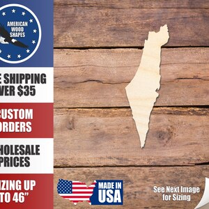 Unfinished Wood Israel Shape - Country - Craft - up to 24&quot; DIY