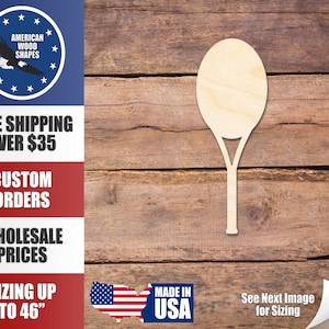 Unfinished Wood Tennis Racket Shape - Craft - up to 36" DIY