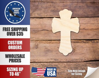 Unfinished Wood Cross Shape - Craft - up to 36" DIY