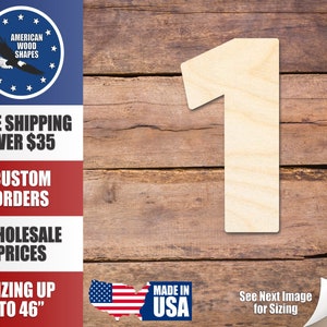 Unfinished Wood Block Number 1 - Craft - up to 24&quot; DIY