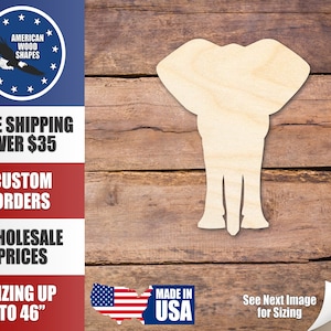 Unfinished Wood African Wildlife Elephant Shape - Craft - up to 36&quot; DIY