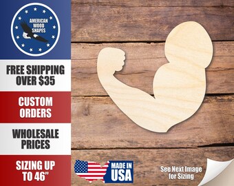 Unfinished Wood Flexing Arm Silhouette - Craft- up to 24" DIY
