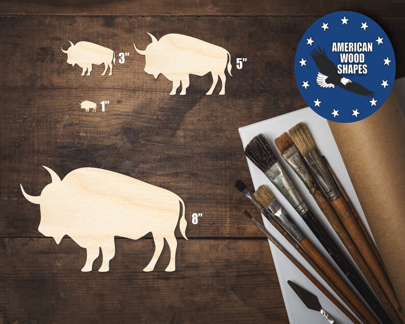 Unfinished Wood Buffalo Bison Shape - Animal - Craft - up to 24
