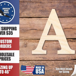 Unfinished Wood Bold Alpha Shape - Craft - up to 36&quot; DIY