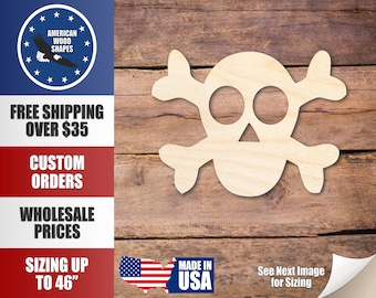 Unfinished Wood Skull Silhouette - Craft- up to 24" DIY