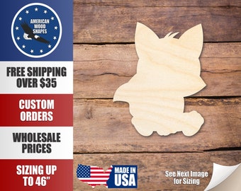 Unfinished Wood Cute Baby Fox Shape - Craft - up to 36" DIY