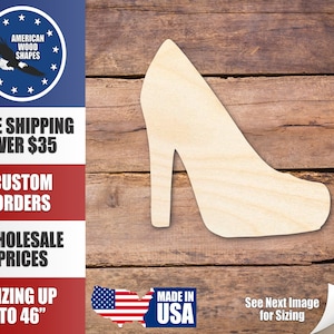 Unfinished Wood High Heel Shoe Shape - Craft - up to 36&quot; DIY