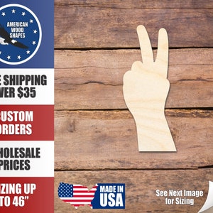 Unfinished Wood Hand Peace Symbol Shape - Craft - up to 36&quot; DIY