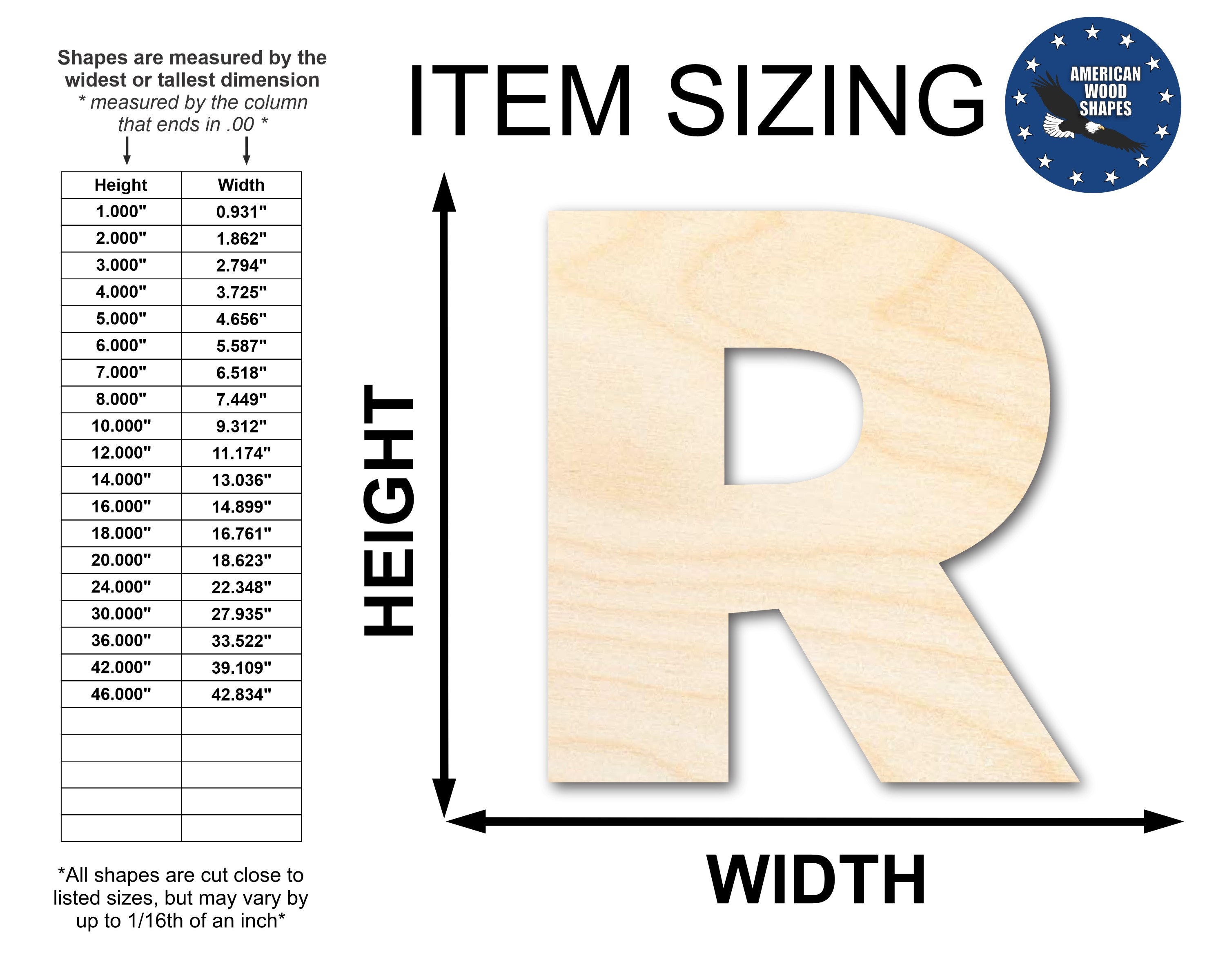 Unfinished Wood Block Letter R - Craft - up to 24