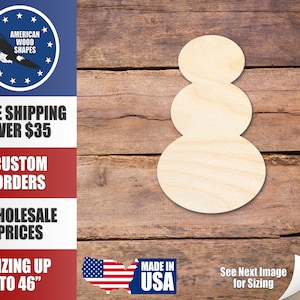Unfinished Wood Snowman Silhouette - Craft- up to 24&quot; DIY