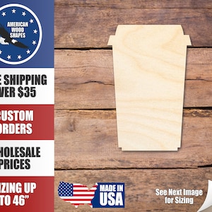 Unfinished Wood Hot Latte Shape - Craft - up to 36&quot; DIY
