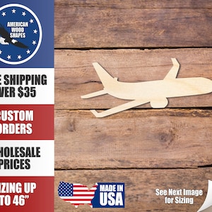 Unfinished Wood Airplane Silhouette - Craft- up to 24" DIY