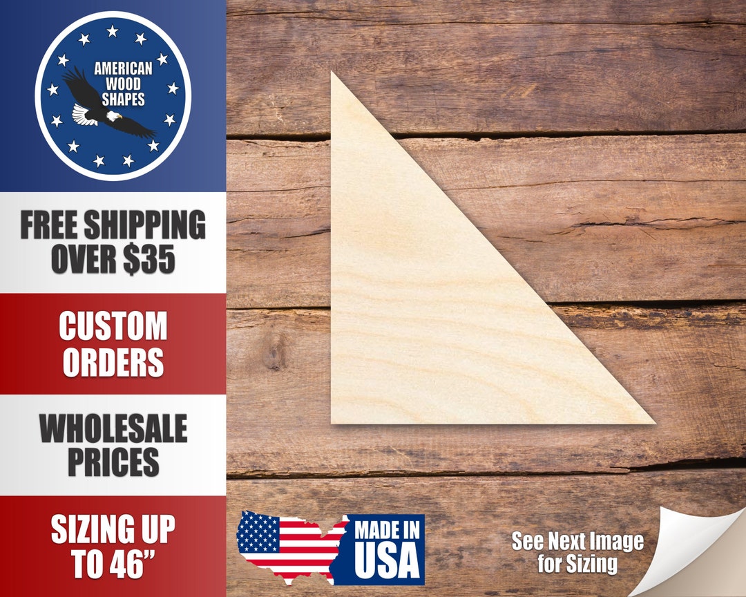 Unfinished Wood Right Triangle Equilateral Shape Craft up to