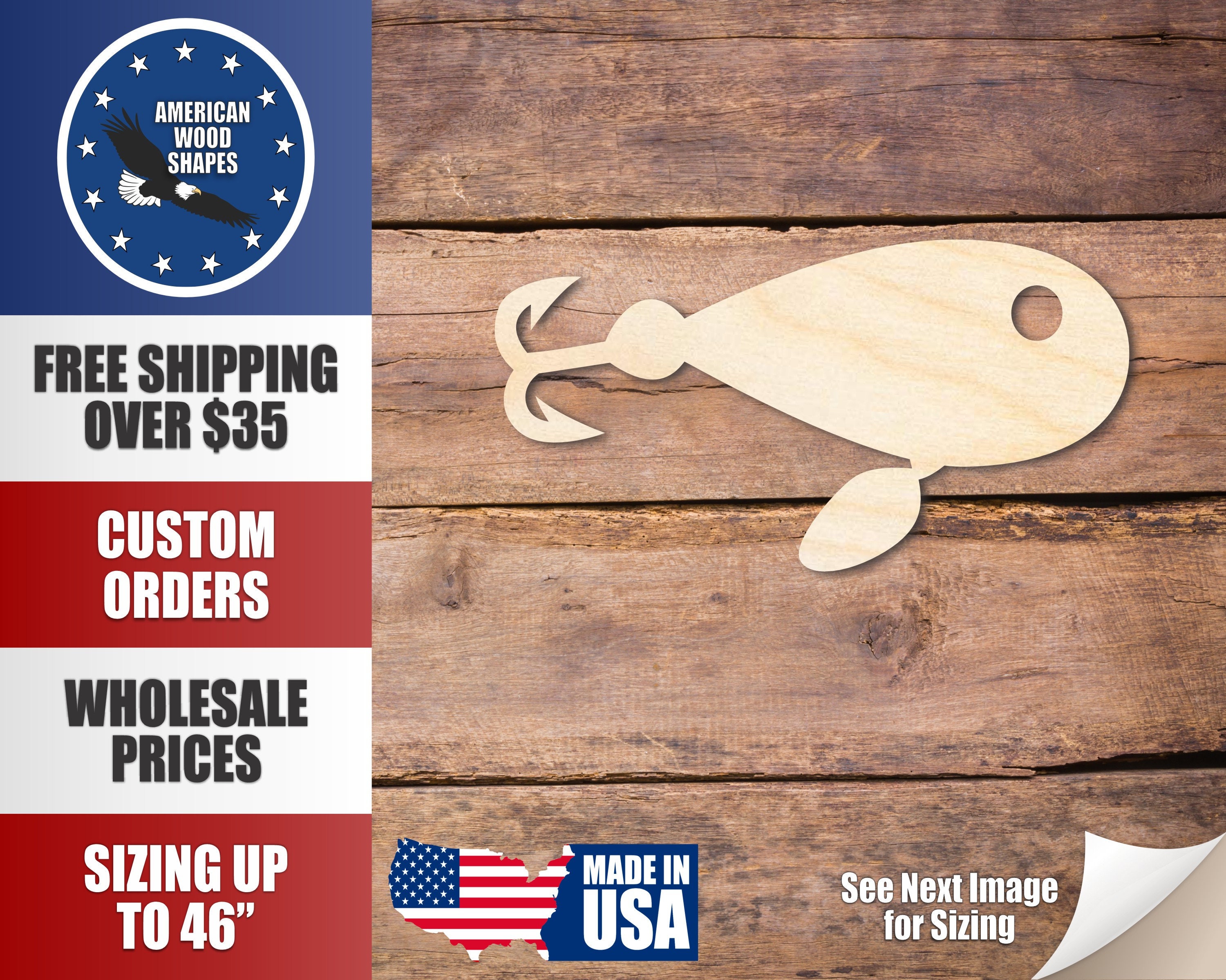 Buy Spoon Fishing Lure Wood Cutout, Unfinished Wooden Shape