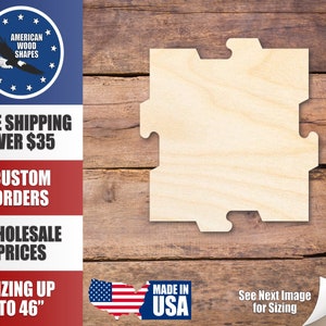 Unfinished Wood Puzzle Piece Interlocking Shape - Craft - up to 36&quot; DIY