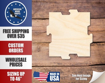 Unfinished Wood Puzzle Piece Interlocking Shape - Craft - up to 36" DIY