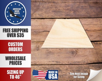 Unfinished Wood Trapezoid Shape - Craft - up to 36" DIY