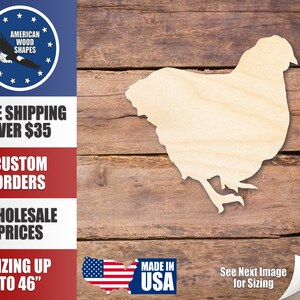 Unfinished Wood Chicken Shape - Craft - up to 36&quot;