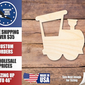 Unfinished Wood Train Locomotive Shape - Craft - up to 36&quot; DIY
