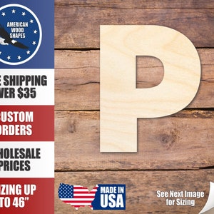 Unfinished Wood Block Letter P - Craft - up to 24&quot; DIY