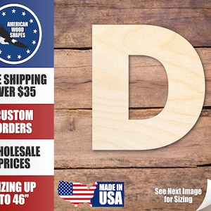 Unfinished Wood Block Letter D - Craft - up to 24&quot; DIY