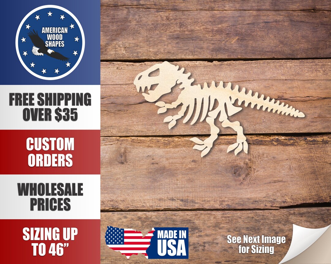 Unfinished Wood Dinosaur Skeleton Shape Craft up to 36 DIY Etsy