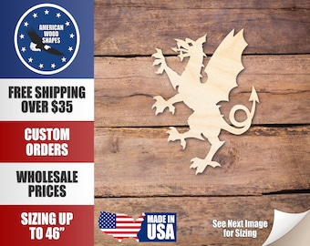 Unfinished Wood Dragon Shape - Craft - up to 36" DIY