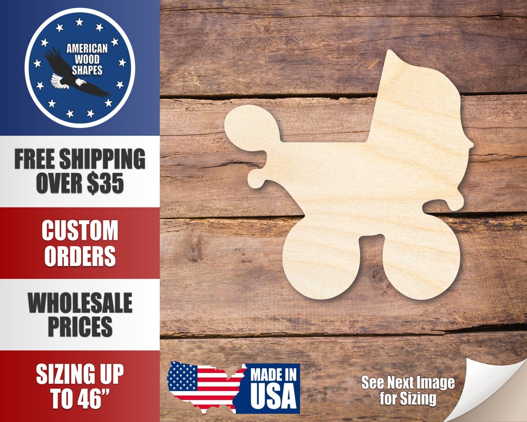 Unfinished Wood Baby Carriage Stroller Silhouette - Craft- up to 24 ...